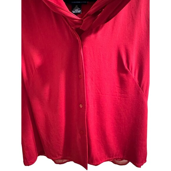๐ 2/$20 ๐ Ann Taylor Sleeveless Draped Neck Top Size 12 Red - Picture 3 of 6